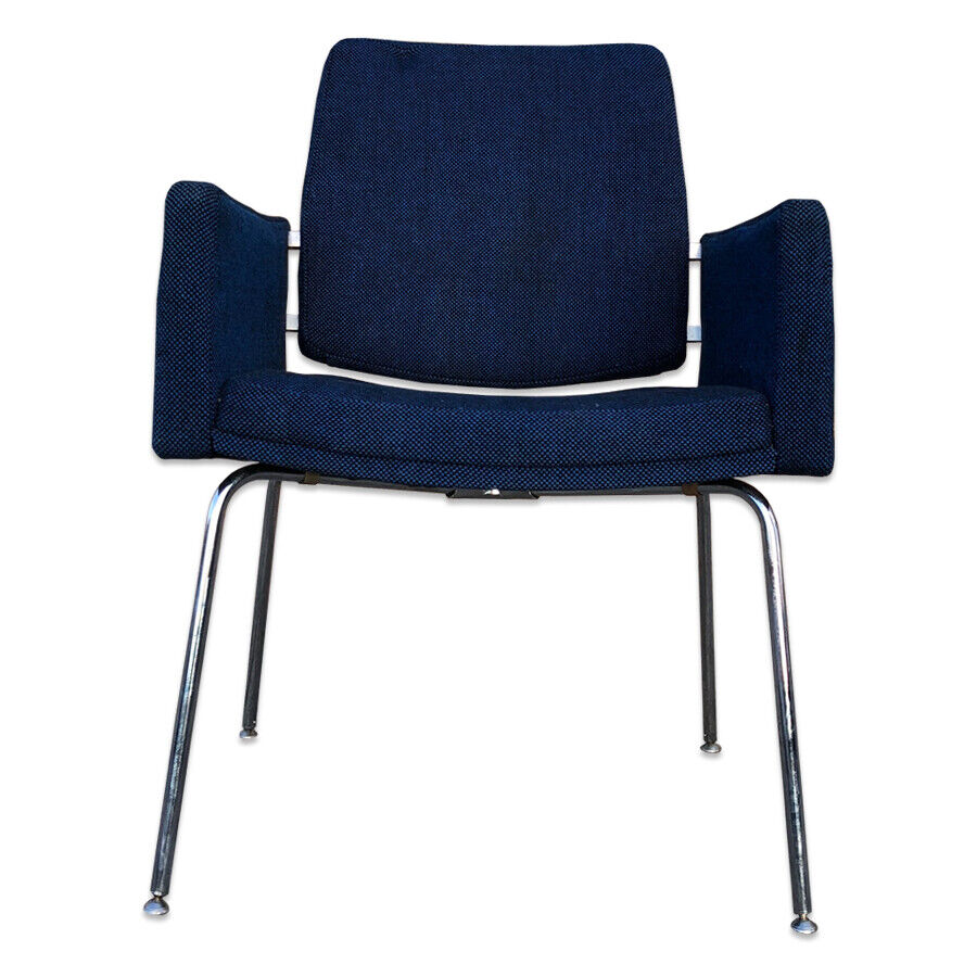 Mid Century Modern Blue Accent Chair With Chrome Legs By J.g Furniture