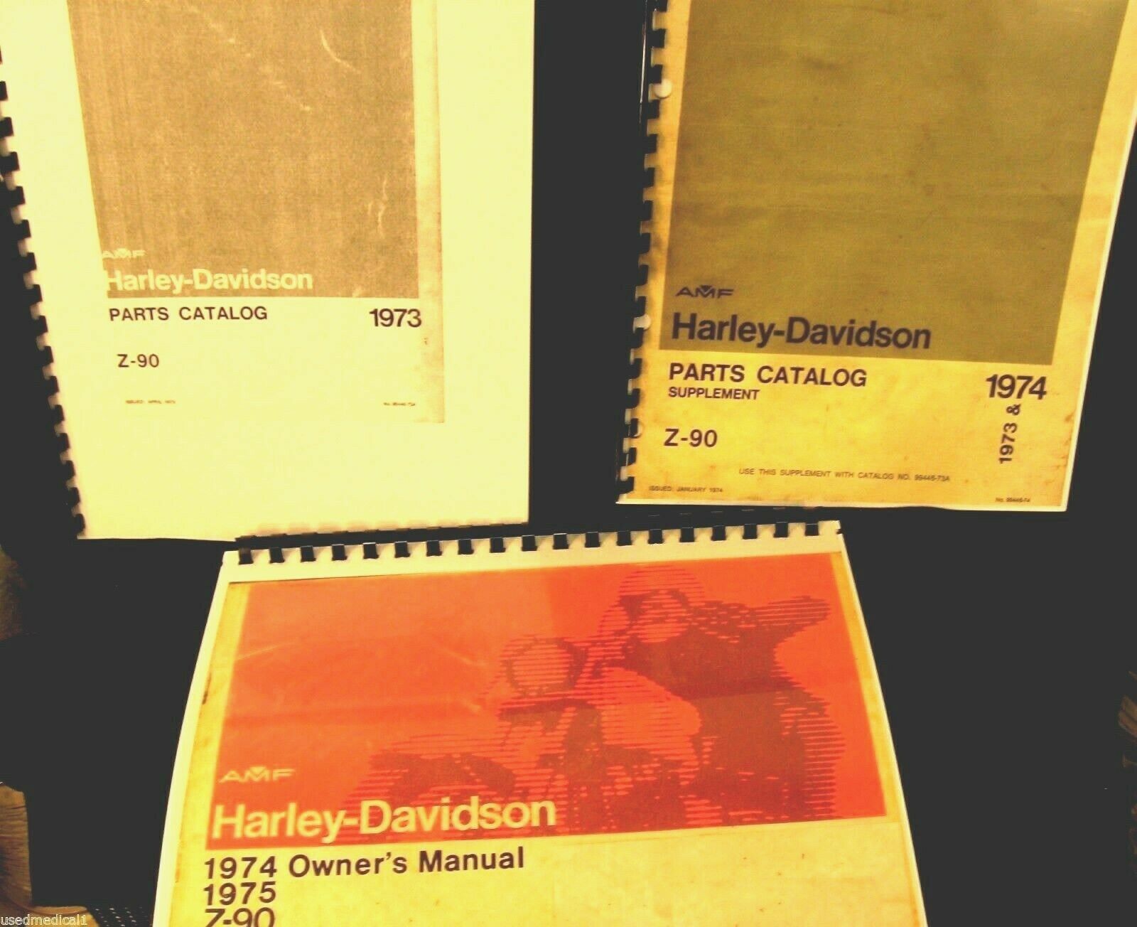 1973-1974 Harley-davidson 3 Book Lot The Z-90. Owners And Maintenance/supplment