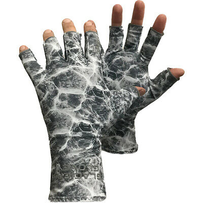 Glacier Glove Abaco Bay Fingerless Sun Gloves - Gray Water Camo