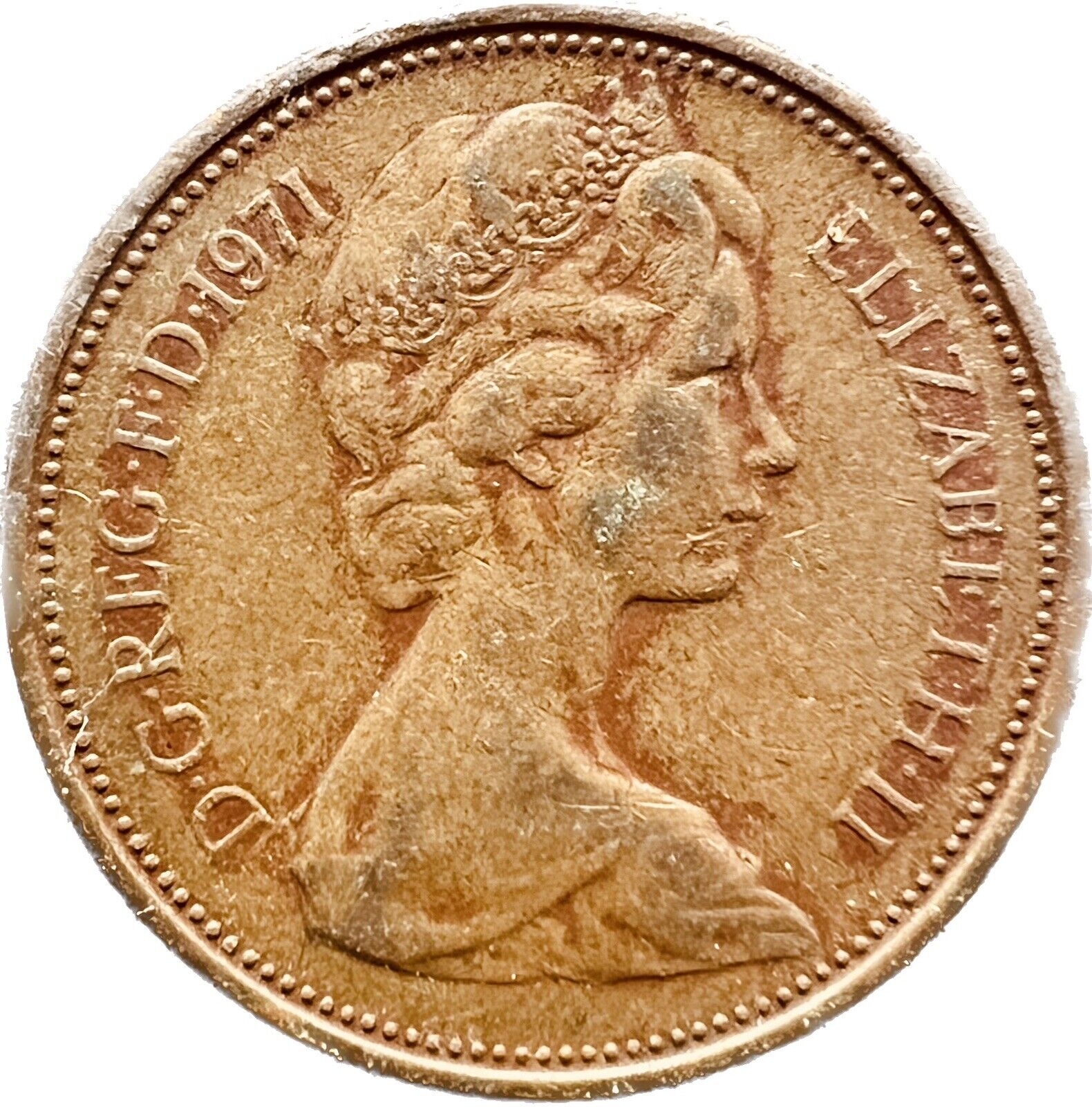 1971 2 New Pence: British Coin Queen Elizabeth Ii D G Reg F D