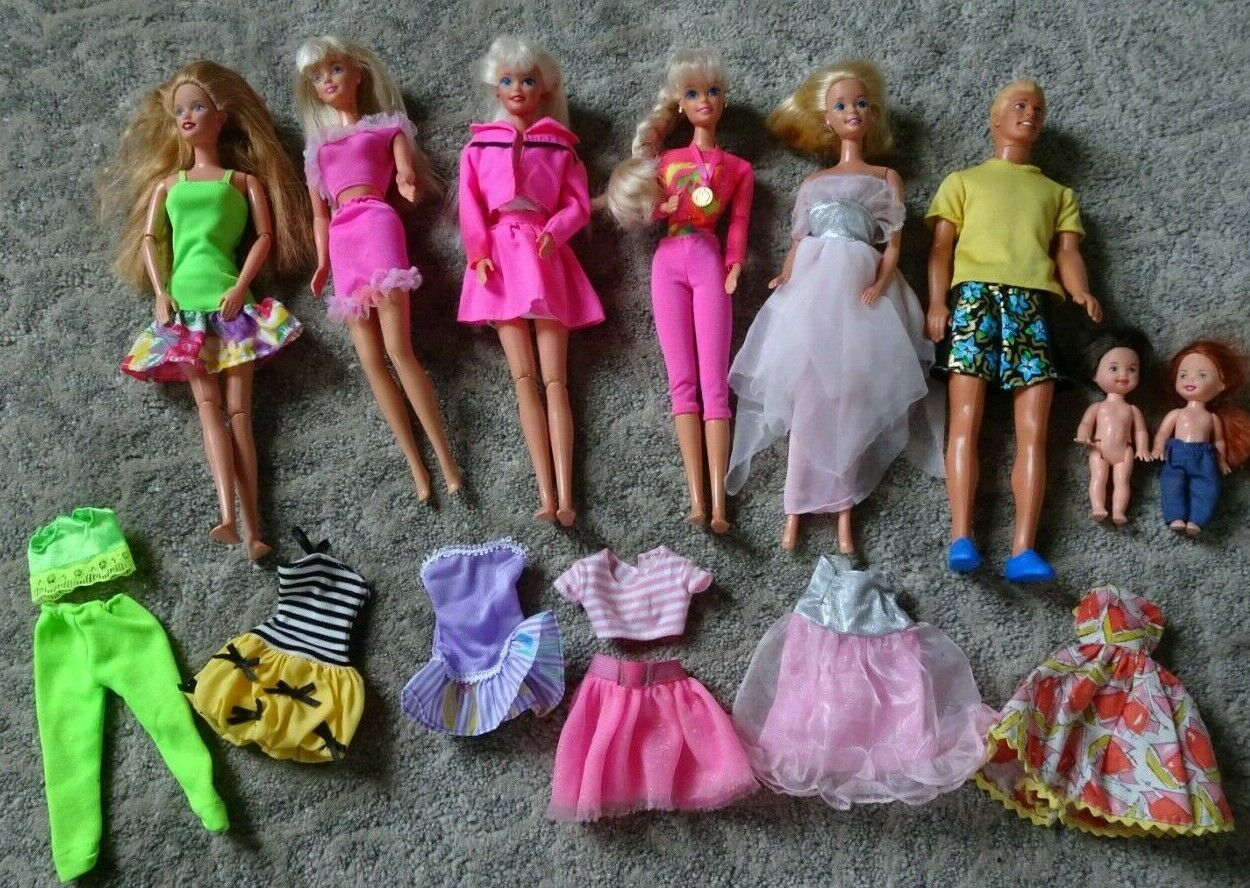 1990s Barbie Lot Clothed With Ken Friends Kids Extra Clothing
