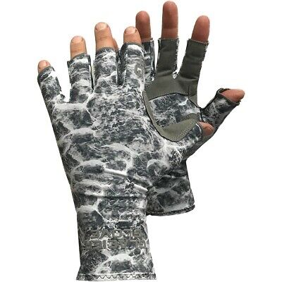 Glacier Glove Islamorada Fingerless Sun Gloves - Gray Water Camo
