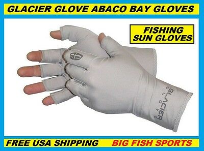 Glacier Abaco Bay Fingerless Fishing Sun Gloves Pick Your Size #009gy +50upf