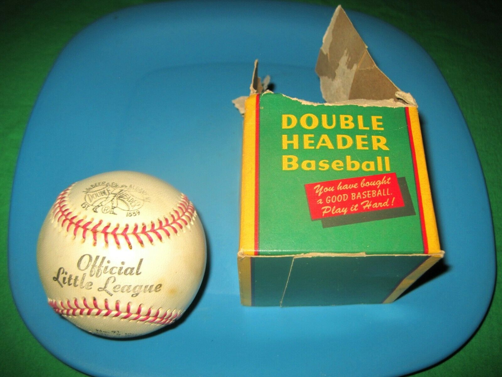Vintage De Beer & Son Albany Ny Double Header Baseball In Box. Never Played With