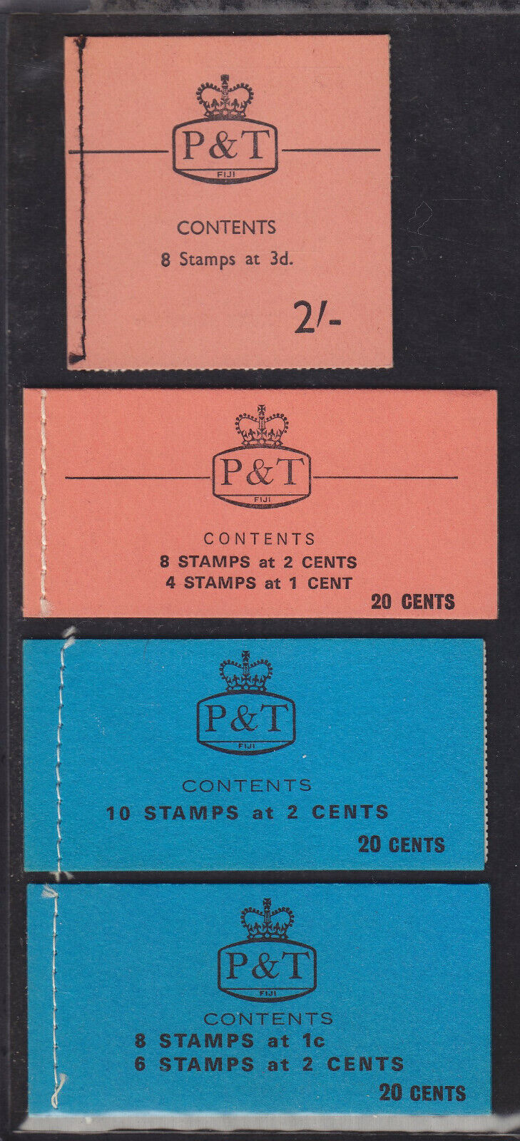 Fiji 1967-1973, 4 Stamp Booklets, Complete, Mnh
