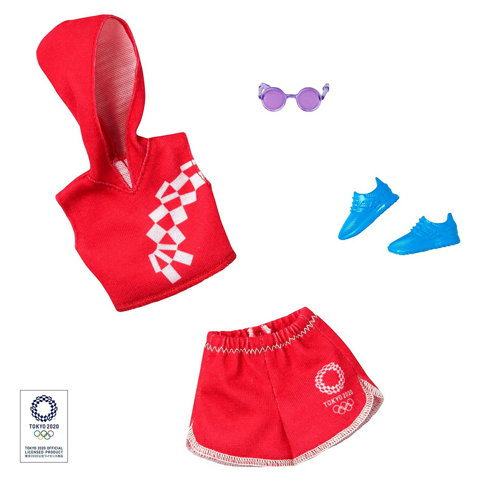 Barbie Tokyo Olympics 2020 Red Top And Shorts Clothing Set New In Stock