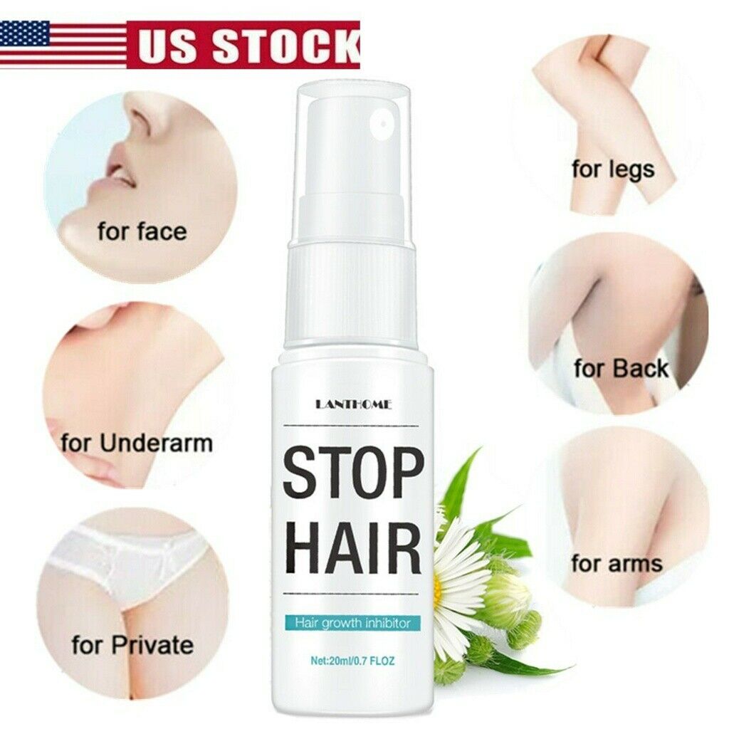 Powerful Permanent Hair Removal Spray Stop Hair Growth Inhibitor Remover 20ml Us